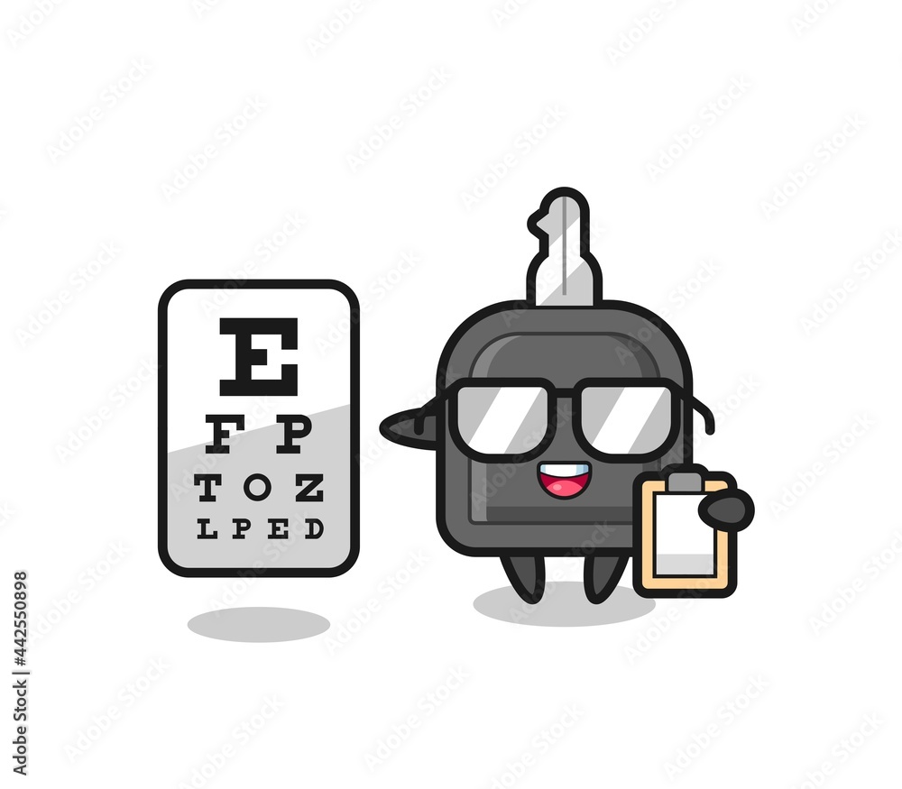 Illustration of car key mascot as an ophthalmology