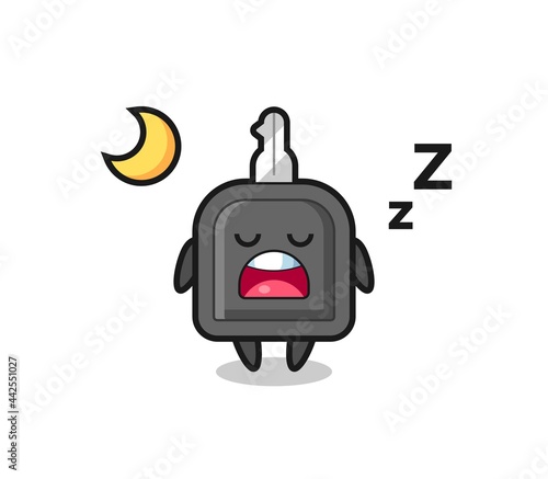 car key character illustration sleeping at night