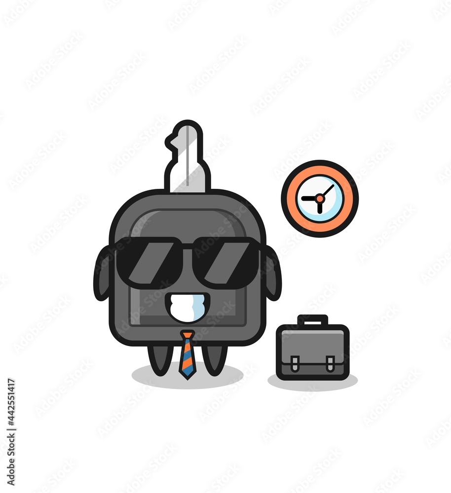Cartoon mascot of car key as a businessman Cartoon mascot of car key as a businessman
