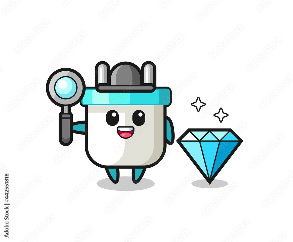 Illustration of electric plug character with a diamond Illustration of electric plug character with a diamond