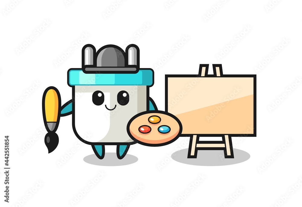 Illustration of electric plug mascot as a painter Illustration of electric plug mascot as a painter