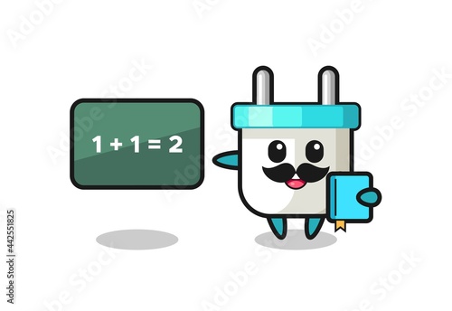 Illustration of electric plug character as a teacher