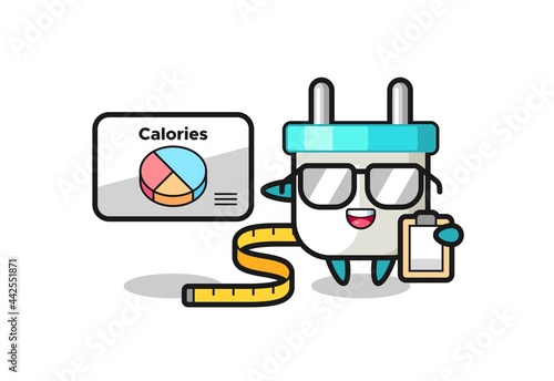 Illustration of electric plug mascot as a dietitian