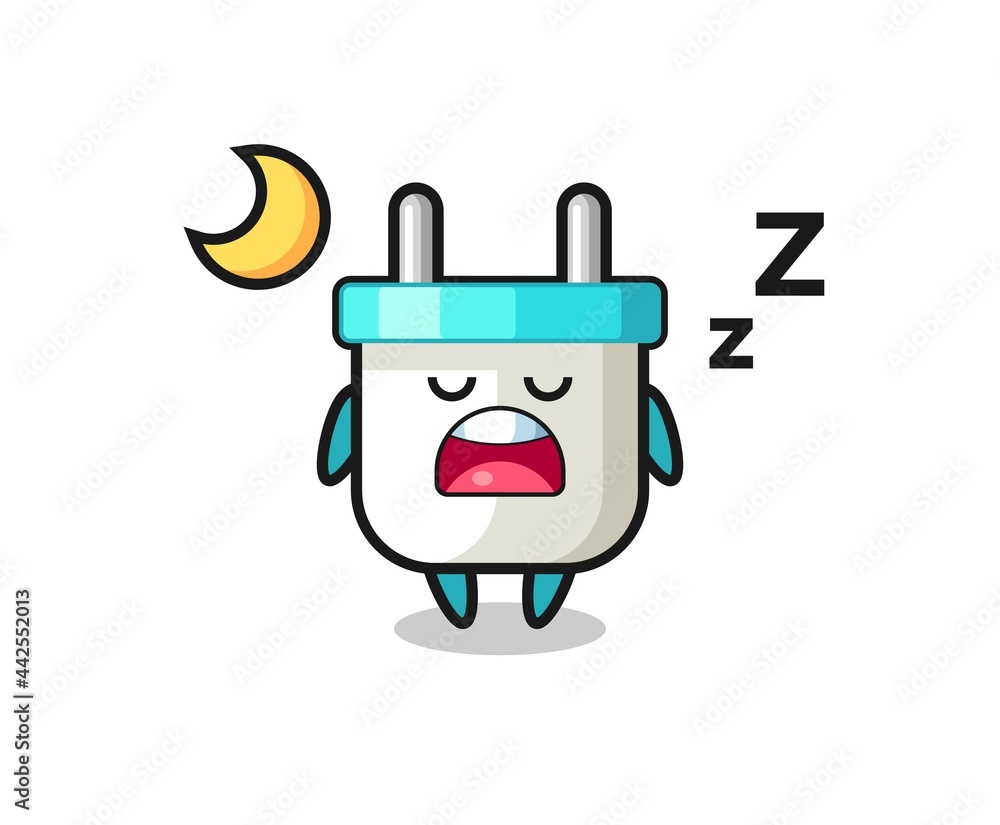 electric plug character illustration sleeping at night electric plug character illustration sleeping at night