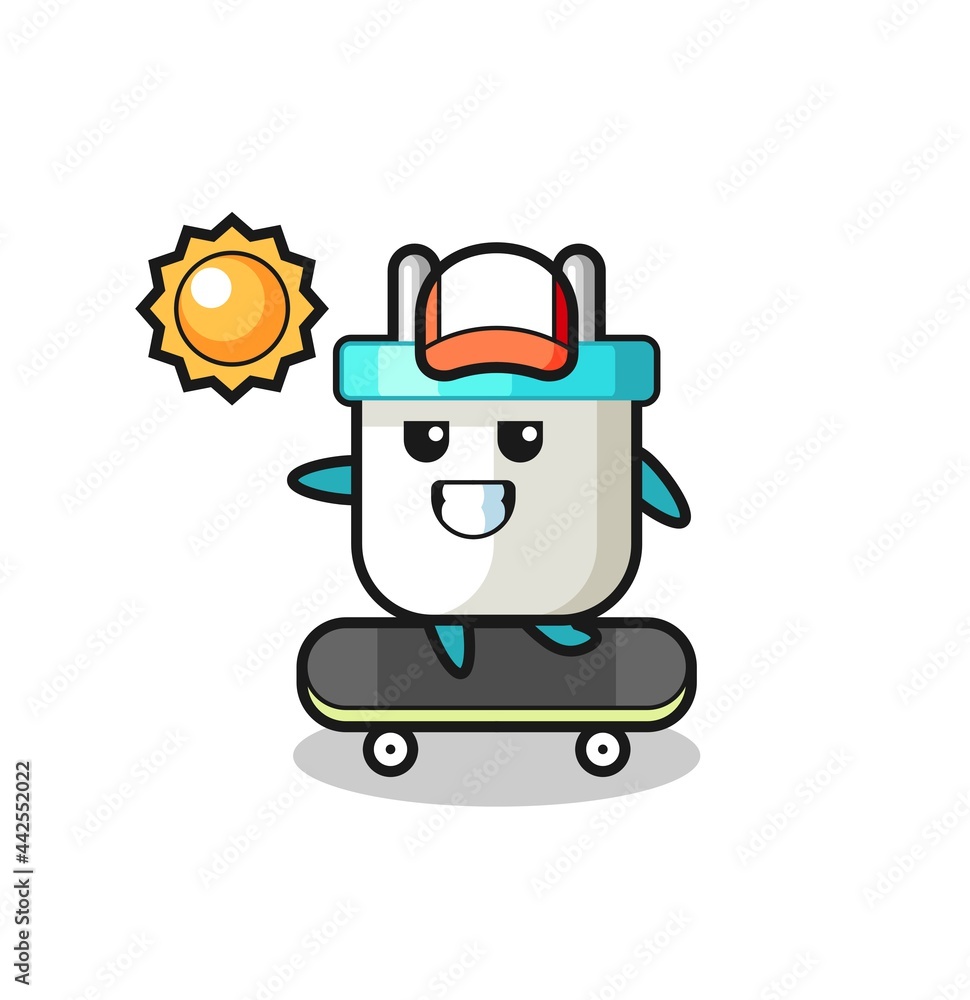 electric plug character illustration ride a skateboard