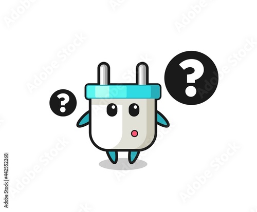 Cartoon Illustration of electric plug with the question mark