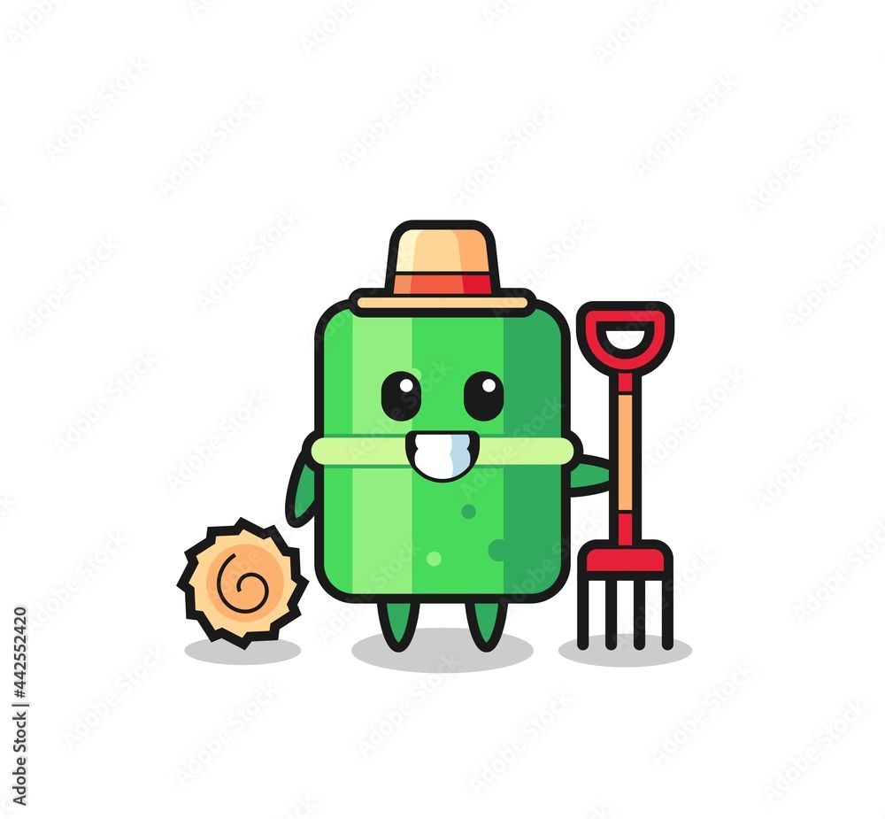 Mascot character of bamboo as a farmer Mascot character of bamboo as a farmer