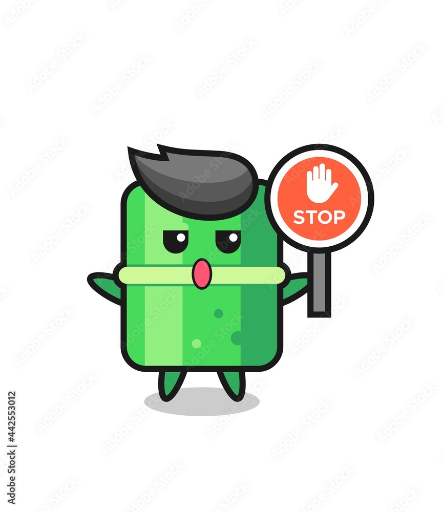 bamboo character illustration holding a stop sign bamboo character illustration holding a stop sign