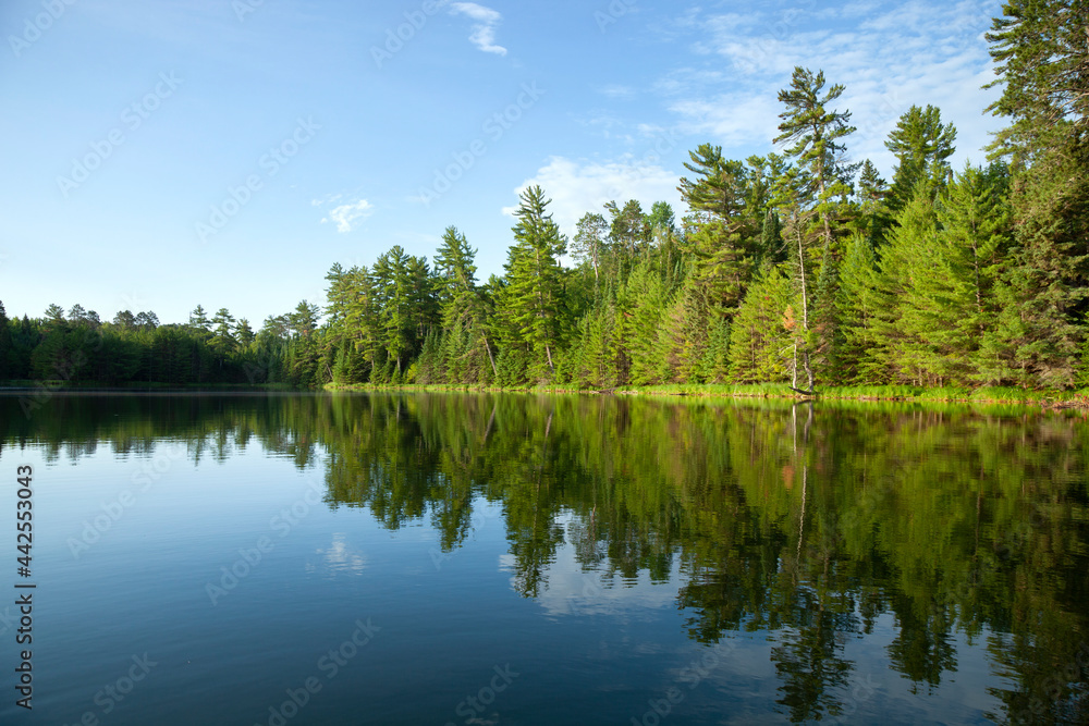 Beautiful small blue lake in northern Minnesota on a calm summer morning Beautiful small blue lake in northern Minnesota on a calm summer morning
