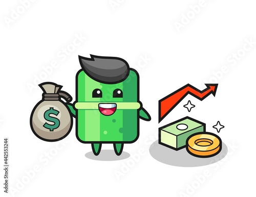 bamboo illustration cartoon holding money sack