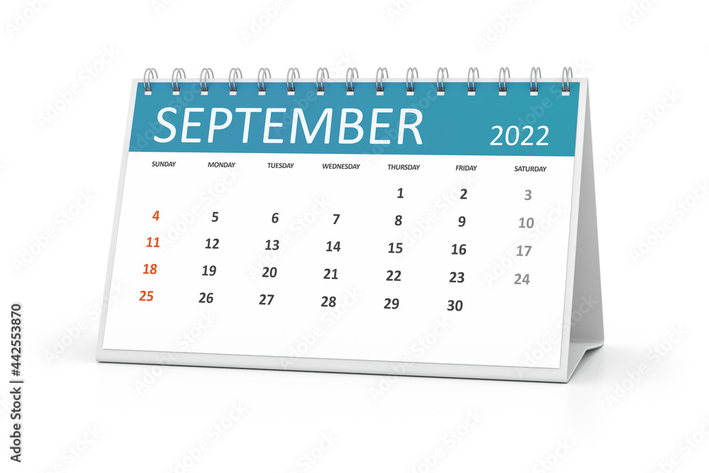 table calendar 2022 september - obrazy, fototapety, plakaty 