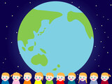 地球と子供の壁紙