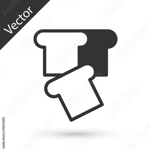 Grey Bread toast for sandwich piece of roasted crouton icon isolated on white background. Lunch, dinner, breakfast snack. Vector