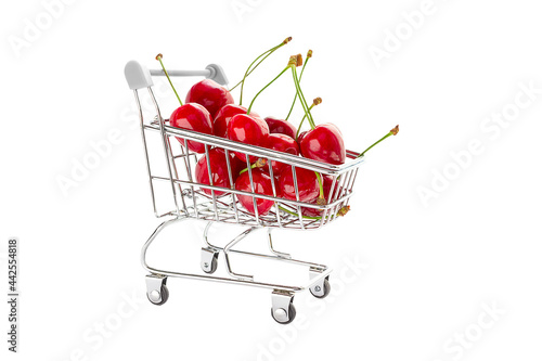 a handful of cherries in a cart, sweet cherry isolate