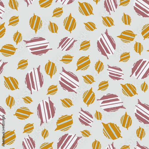 Autumn leaves pattern. Seamless vector texture on grey background. Woven technic imitation. Print for textile wrapping, cosmetics, wallpaper.