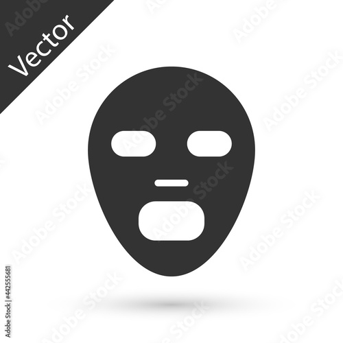 Grey Facial cosmetic mask icon isolated on white background. Cosmetology, medicine and health care. Vector