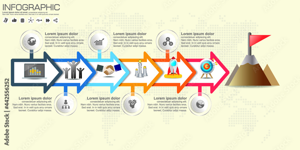Obraz premium Timeline colorful infographic with icons and steps concept.