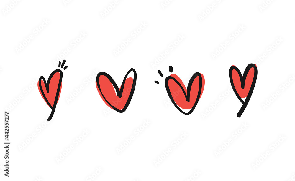 Hand drawn hearts doodle collection. Valentine's day romance illustration set. Hand drawn hearts doodle collection. Valentine's day romance illustration set.