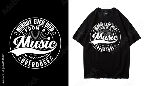 Music minimal circle vector graphic t-shirt design template