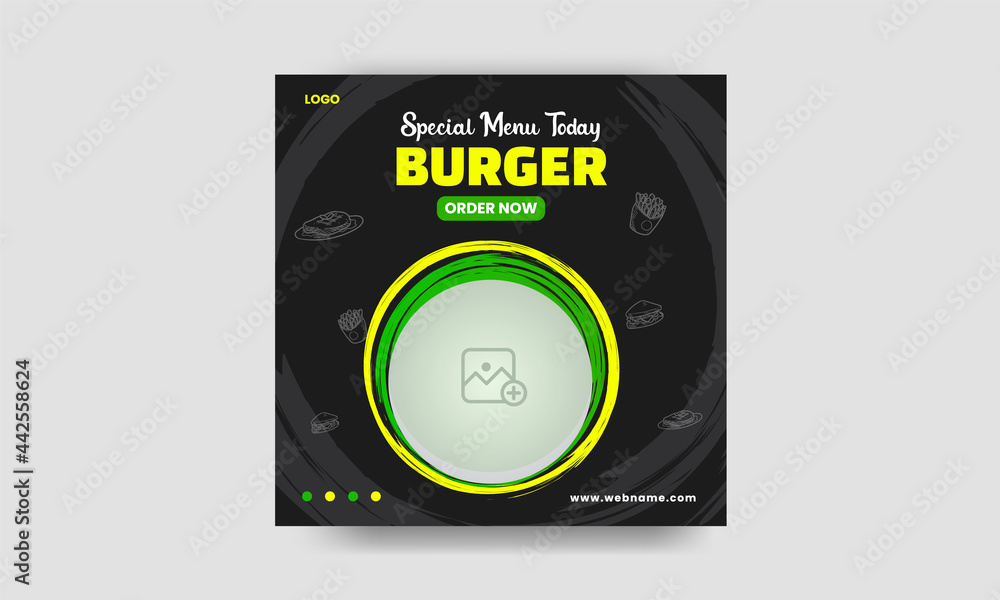 social media post or square flyer special menu poster template