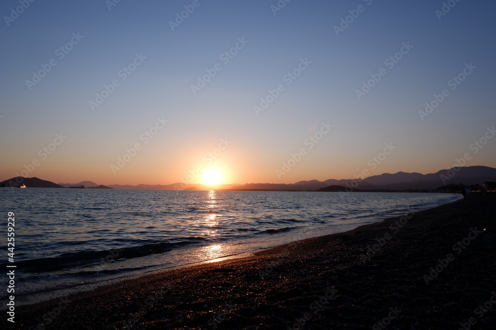 sunset view at beach of famous Fethiye