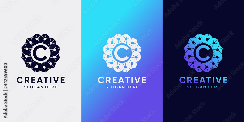 Monogram logo design for technology initial letter C with creative concept Monogram logo design for technology initial letter C with creative concept