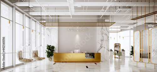 3d render of building interior reception lobby photo