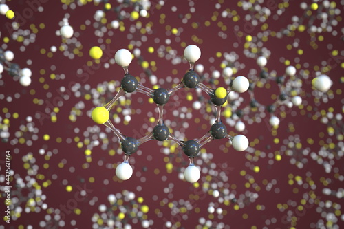 Benzo(c)thiophene molecule. Conceptual molecular model. Chemical 3d rendering
