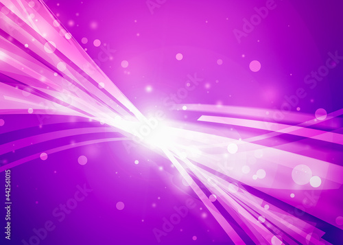 Purple wave line and sparkle rays glitter lights with bokeh elegant lens flare abstract background. wave sparks background.