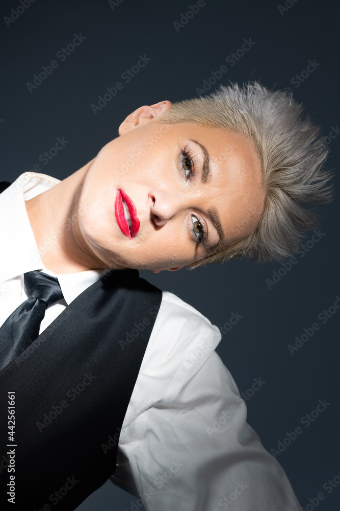 Glamorous Citizen in Black Suit, White Shirt and Tie. Glamorous Citizen in Black Suit, White Shirt and Tie.