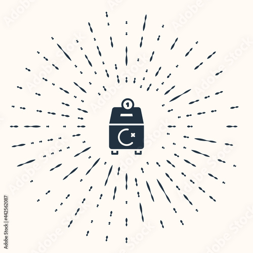 Grey Donate or pay your zakat as muslim obligatory icon isolated on beige background. Muslim charity or alms in ramadan kareem before eid al-fir. Abstract circle random dots. Vector
