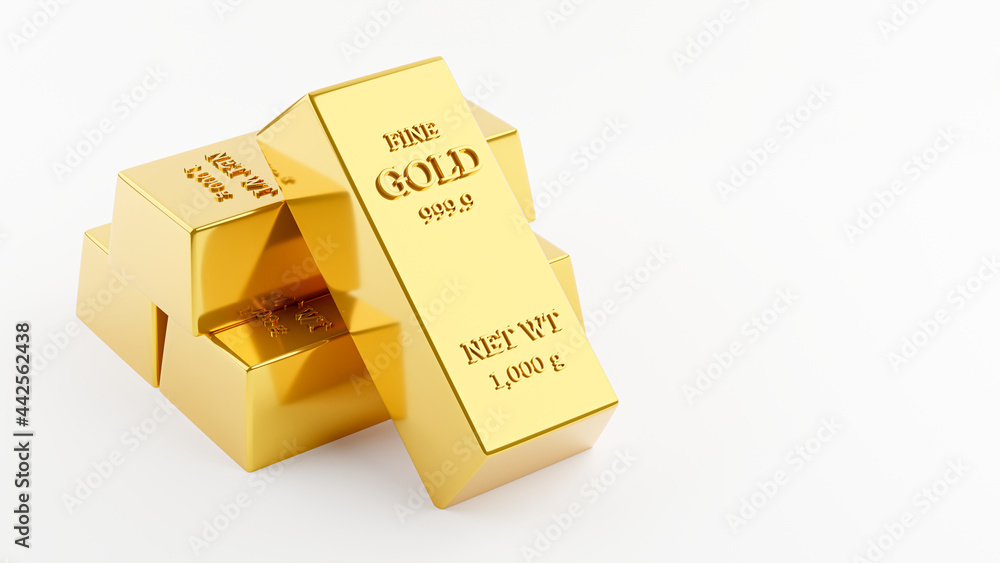 gold bar stacking on white background. gold bar stacking on white background.