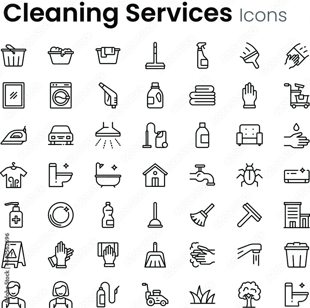 Cleaning service vector icon set Cleaning service vector icon set