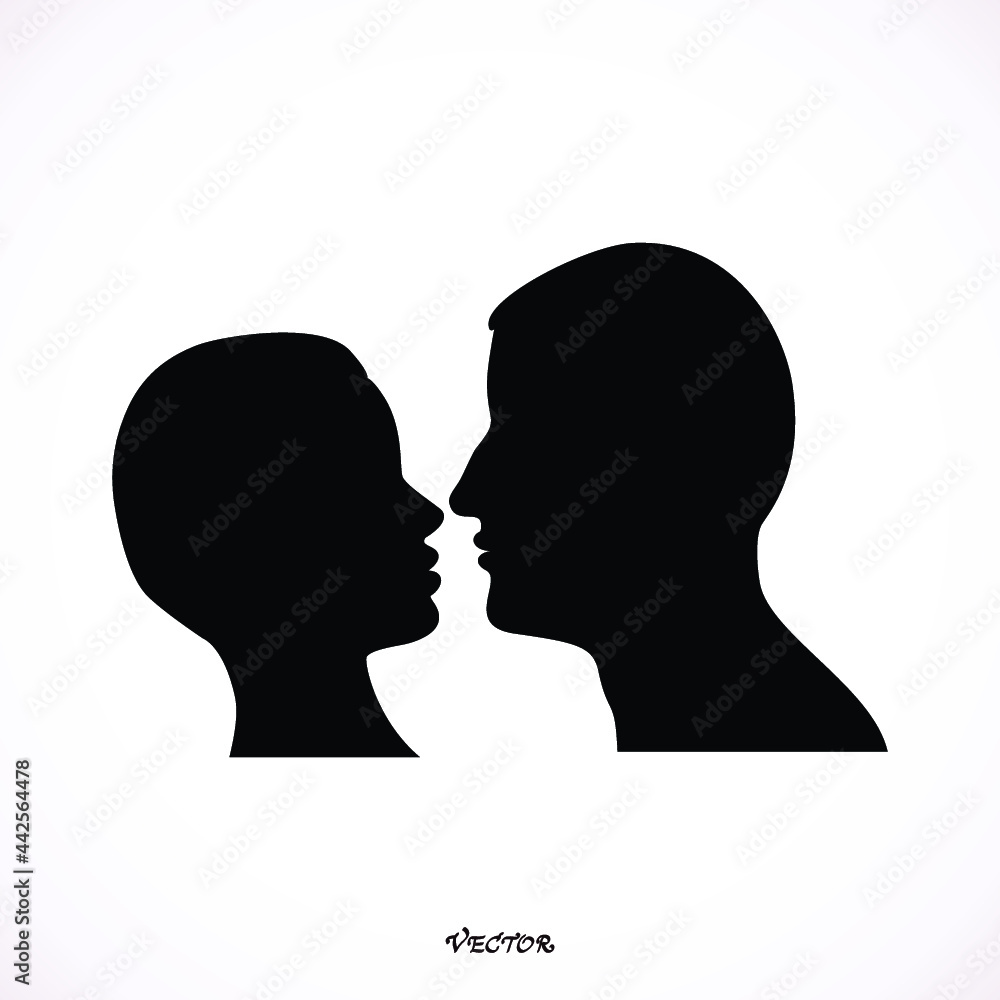 Couple in love, flat style. Valentine's day card. Vector illustration Icon Isolated on White Background.
