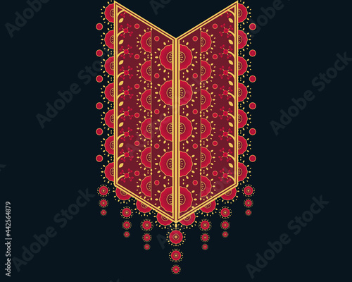 Geometric ethnic oriental pattern. Necklace embroidery design for textile, fashion woman, background, wallpaper, clothing and wrapping. Vector illustration. 
