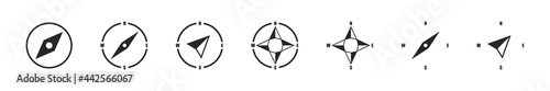Compass vector navigation icon set, gps flat symbol collection, vector navigator arrow illustration.