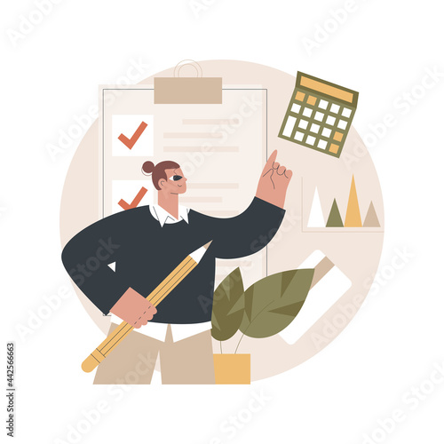 Doing your taxes abstract concept vector illustration. Personal income, refinance your debt, loan insurance, budget calculator, business accountant, financial audit, paperwork abstract metaphor.