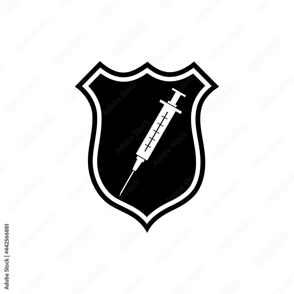 Vaccination protection shield icon isolated on white background Vaccination protection shield icon isolated on white background