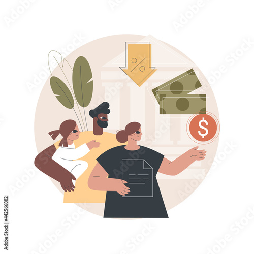 Care tax credit abstract concept vector illustration. Family support, low income, tax year, child care expense deduction, online application, bank account and bill payment abstract metaphor.