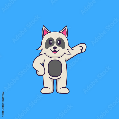 Cute dog hero. Animal cartoon concept isolated. Can used for t-shirt, greeting card, invitation card or mascot. Flat Cartoon Style