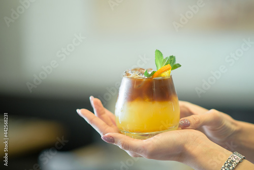 A cocktail of their espresso and orange juice