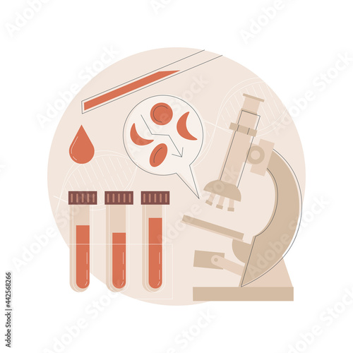 Anemia screening abstract concept vector illustration. Genetic disorder diagnosis, anemia exam, iron deficiency, sickle cell screening, hemolises, lab test, make diagnosis abstract metaphor.