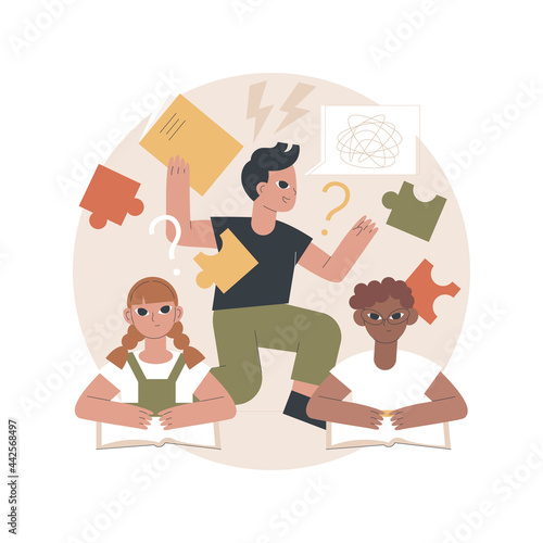 Attention deficit hyperactivity disorder abstract concept vector illustration. Developmental disorder, hyperactivity, attention deficit syndrome, impulsive behavior, ADHD abstract metaphor.