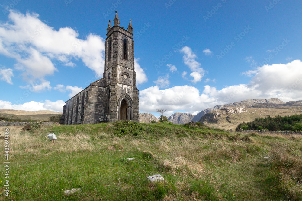 Abandoned church with Mount Errigal in the background. Dunlewey. Donegal. Ireland