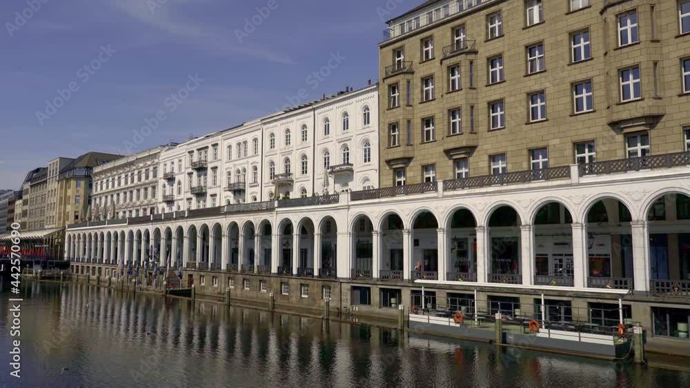 Beautiful Alster Arcades in the city of Hamburg called Alsterarkaden - travel photography Beautiful Alster Arcades in the city of Hamburg called Alsterarkaden - travel photography
