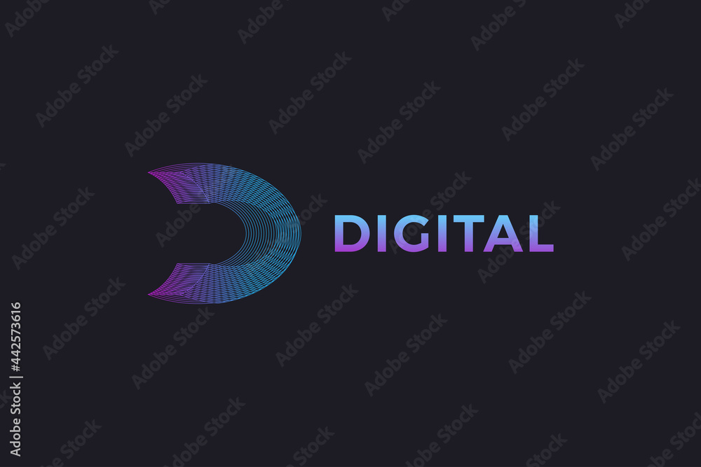 Letter D 3d line art technological business logo Letter D 3d line art technological business logo
