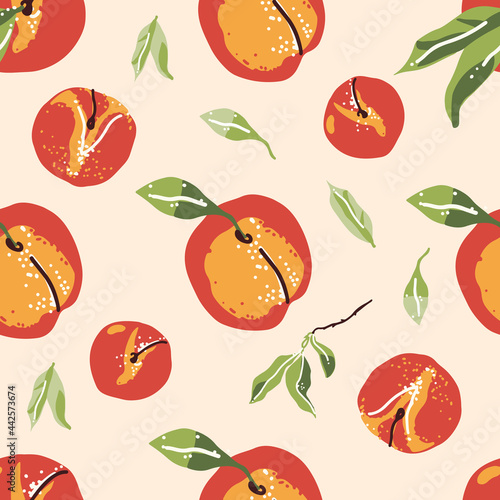 Background pattern of peaches on a white background.
