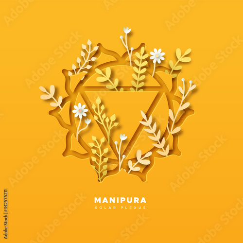 Paper cut nature yoga solar plexus chakra symbol
