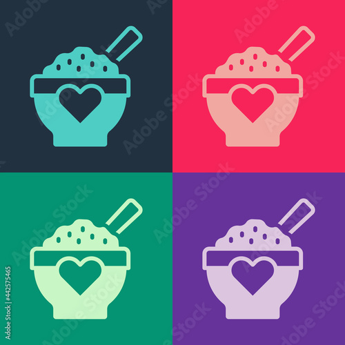 Pop art Donation food icon isolated on color background. Vector