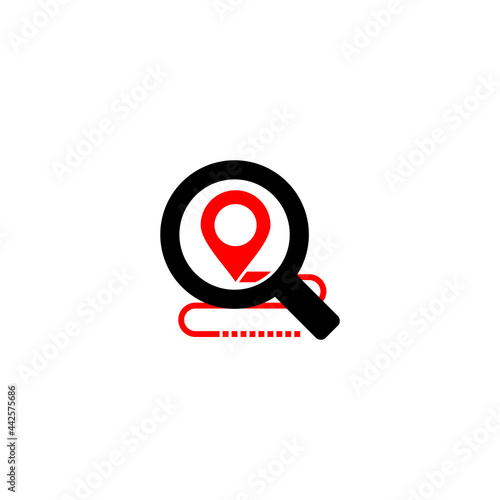 we moved minimal icon with pin. concept of interest land mark like ecommerce delivery or transfer. flat stroke trendy locator logotype graphic art simple design illustration element isolated on white
